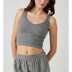 Free People Gray Ribbed Camisole